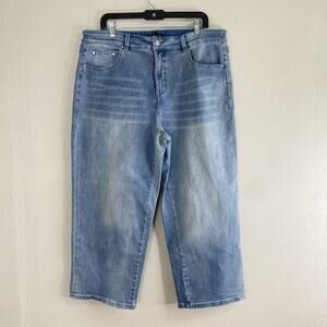 Universal Standard Bae Boyfriend Crop Jeans Size 16 Light Blue High Rise